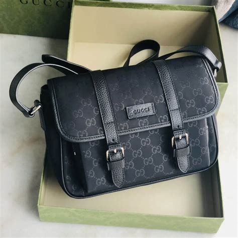 messenger bag gucci black|guccissima small messenger bag new.